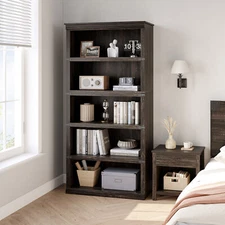 5 Tier Bookcase 31.4" x 12.7" x 67.4" Book Shelf with Storage Open Display Books