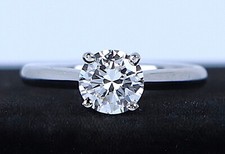  15,500 Platinum GIA 1.01ct D VS2 Round Diamond Solitaire Engagement Ring Band