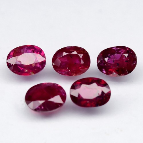 ๐ 1.92ct 5pcs Lot Oval Purplish Red Ruby - Unheated Madagascar Gem
