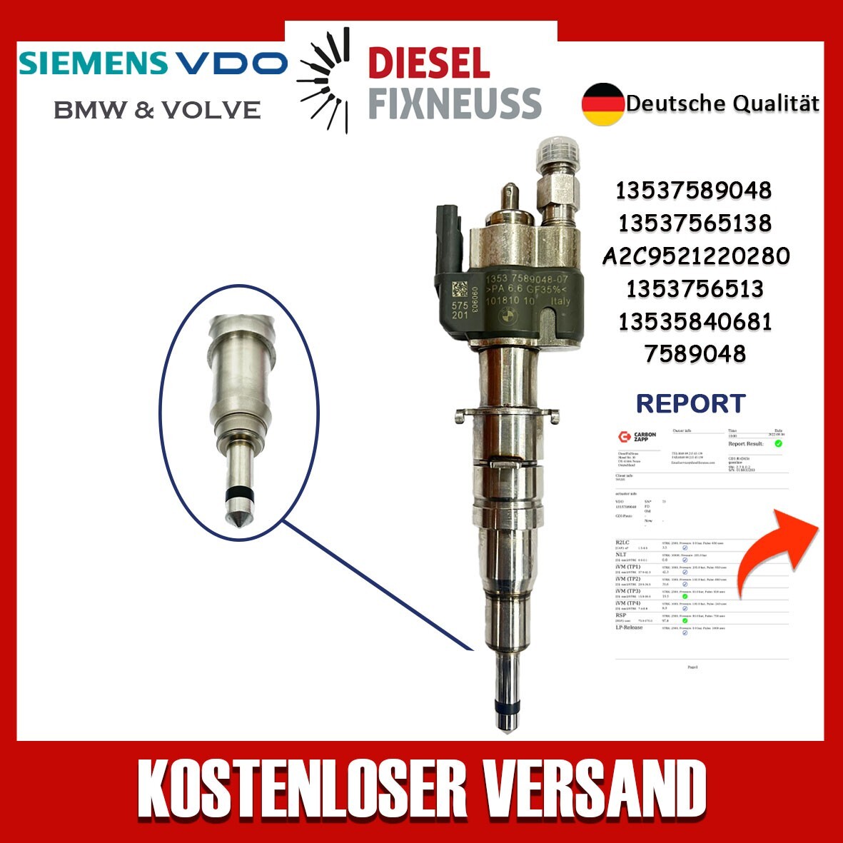 ORIGINAL BMW Einspritzdüse Injektor E81 88 E90 93 13537589048-07