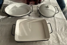 7 Piece Ceramic Bakeware Set With Stands New In Box VINTAGE