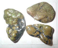 Turquoise Rough Stone Surface Flat Bottom Free Form Cab 166.5 Carat 3 pieces