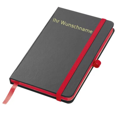 EASY GIFTS Notizbuch mit Gravur / DIN A6 / 160 S. / liniert / PU Hardcover / Farbe: rot