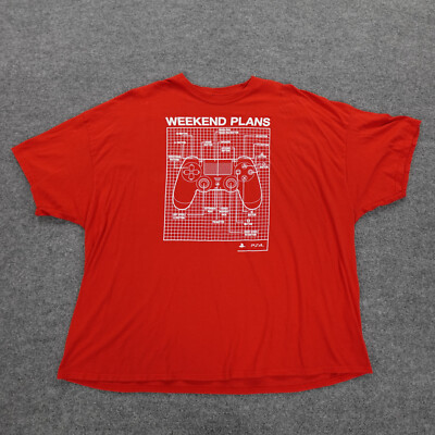 Playstation Shirt Mens 5X Red Weekend Plans PS4 Gamer Graphic Tee Oversize Sony