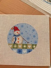 Handpainted Needlepoint canvas on Zweigart 18 mono Snowman 1