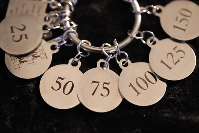 Exclusive Stainless Steel Laser-Etched Number Charm for Weight Watchers Key Ring