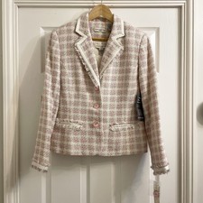Amanda Smith Pink Tweed Long Sleeve Formal Jacket Blouse Combo Size 8p