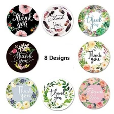 500 Thank You Stickers Cute Flowery Variety Small Business Envelope 1 Inch Round