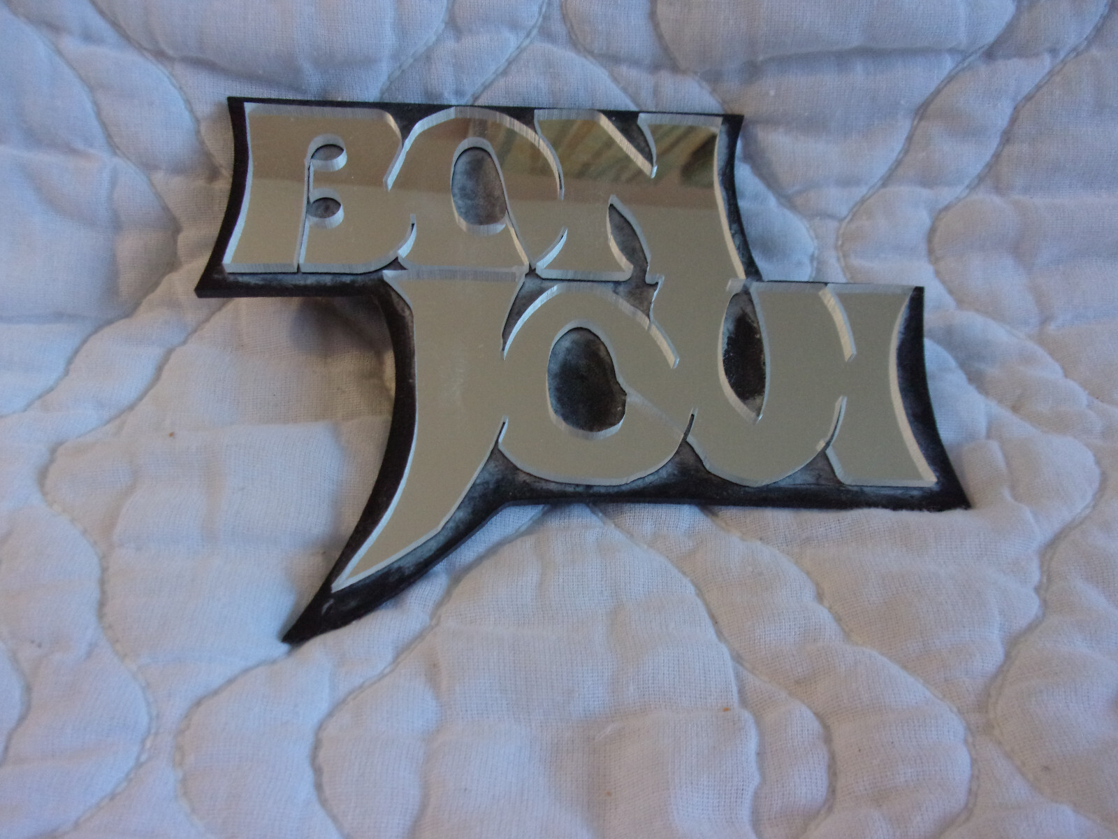 Bon Jovi Vintage Carnival Glass Mirror 80s Hair Metal Band Nameplate