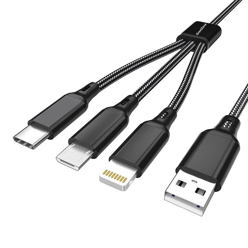GraviZone Ladekabel 3in1 Multi USB Typ-C Micro Usb IOS für Samsung ...