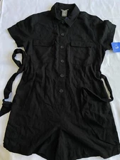 NWT Matty M Women's Black The Button Front Romper Size L (W60376)