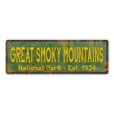 Great Smoky Mountains Sign National Park Rustic Decor Hiking Camp 106180057058