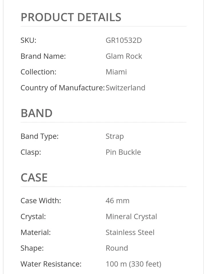 RELOJ MUJER GLAM ROCK MIAMI 46mm GR10532D PRECIO DE VENTA SUGERIDO POR EL FABRICANTE $4595 DIAMANTE BAZEL Foto 2 de 4