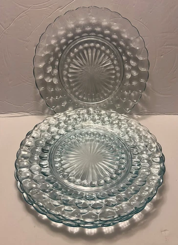 Anchor Hocking Dinner Luncheon Blue Bubble 9 1/2“ Plates Sapphire