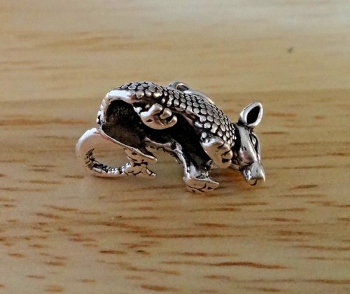 ¡Dije armadillo de pie plata esterlina 3D 19x12 mm! fondo hueco - Imagen 5 de 5