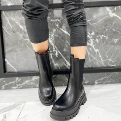 Damen Plateau Stiefeletten Chelsea Boots Stiefel Schuhe 36-41