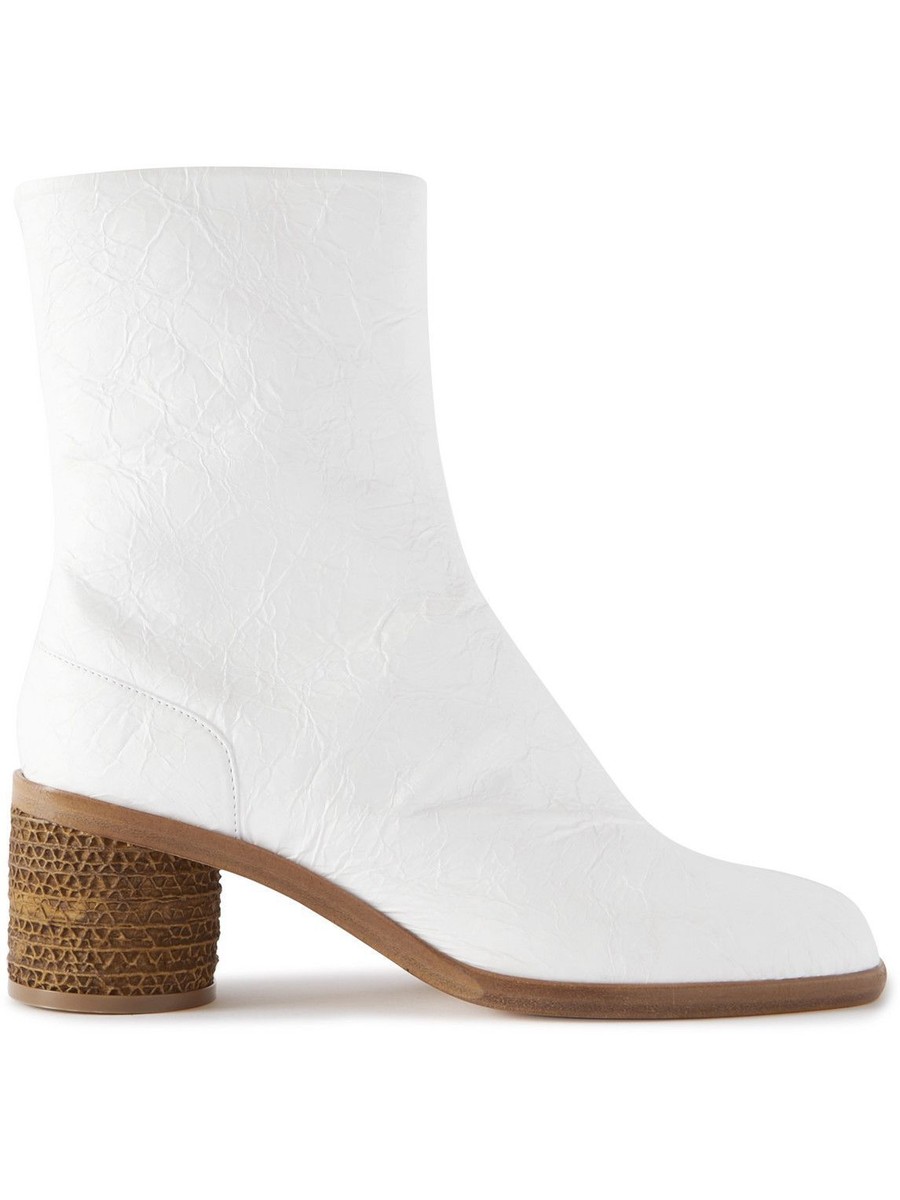 ロングブーツ MAISON MARGIELA White Leather Tabi Ankle Boots Maison Margiela Tabi 30mm Leather Ankle Boots | White | FARFETCH
