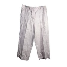NWT TALBOTS 100 Linen Wide Leg High Rise Cropped Pink Pants Trousers Size 14/XL