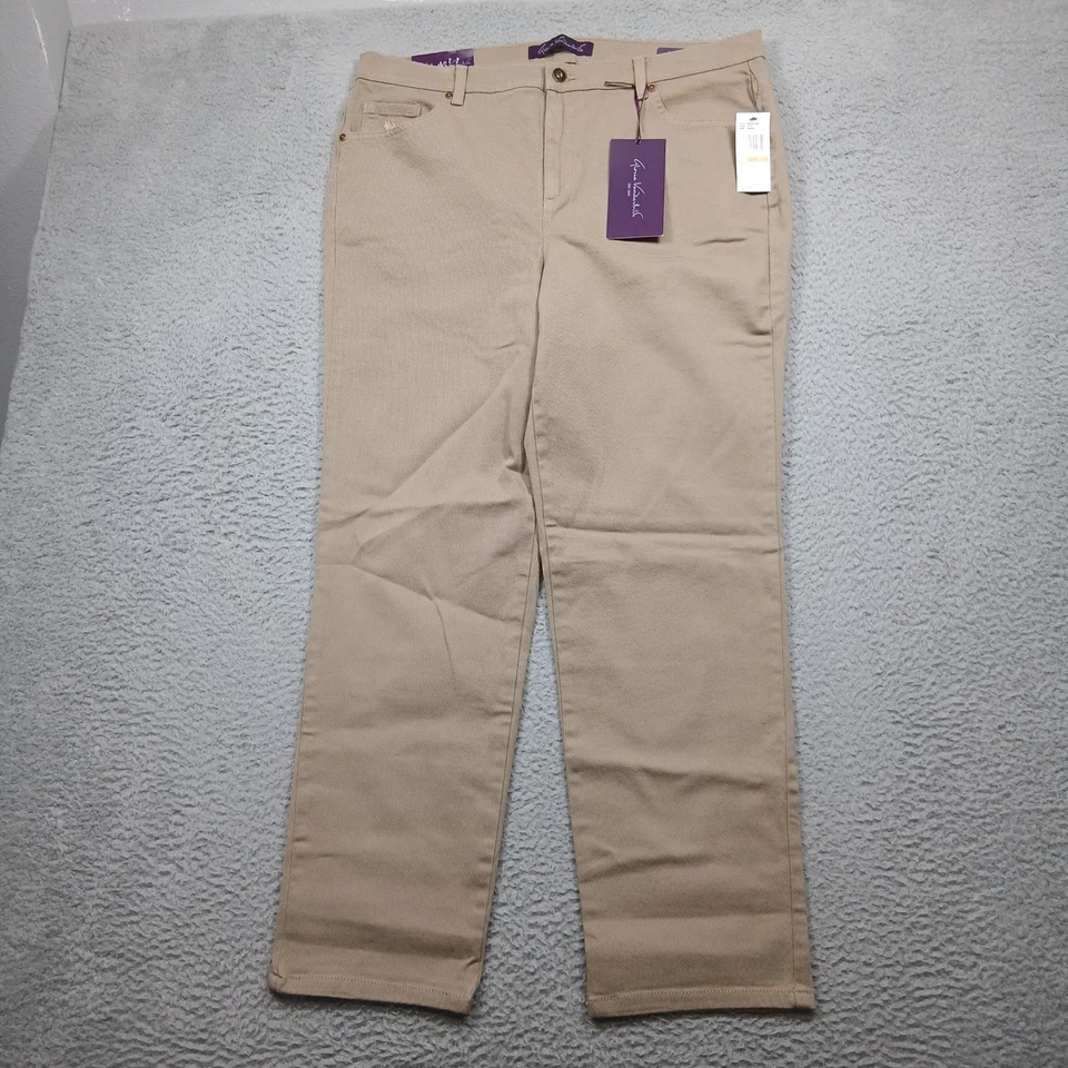 Pantalones de mezclilla para mujer Gloria Vanderbilt Amanda calce clásico cónicos 16 W caqui nuevos con etiquetas Foto 2 de 4