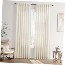 Cream Back Tab Rod Pocket Linen Curtains 84 52"W x 84"L Pack of 2 Natural
