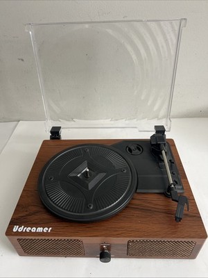 Udreamer Bluetooth Record Player Turntable 3 Speed Mahogany Tested