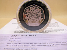 COINS - 1998 Royal Mint Silver Fifty Pence Proof EEC /EU Anniversary With COA