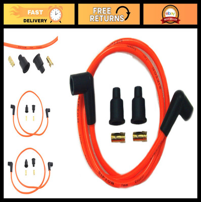 V-Twin 32-0650 - Orange Copper Core 7mm Spark Plug Wire Kit