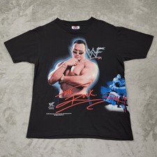 Vtg 2000 WWF The Rock Layin' The Smack Down T Shirt AOP Wrestling ADULT Sz M