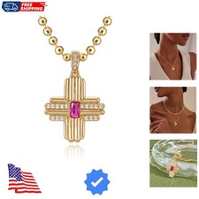 Cross Necklace Faith Pendant 14K Plated Dainty Chain Minimalist Simple Tiny G...