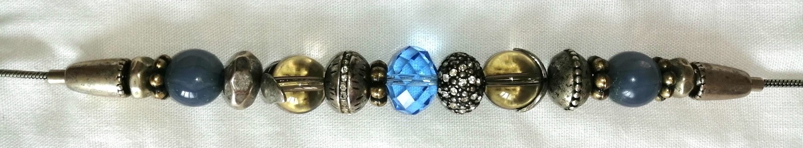 PILGRIM Necklace Oxidised Silver/Blue SWAROVSKI Glass Charm Bead image 6