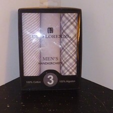 NEW UMO LORENZO 3 Pack Men's Handkerchiefs.