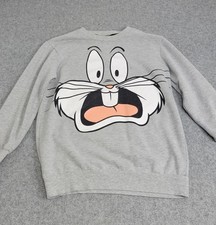 VTG Bugs Bunny Sweatshirt Men M Gray Crewneck Graphic Pullover Looney Tunes Y2K