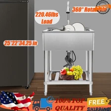 Stainless Steel Sink Wash Utility Sink with Storage Shelf with Pull-out Faucet