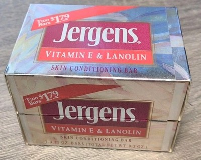 Vintage Jergens Vitamin E & Lanolin Soap 2 Bar Pack 1991 Pink Silver Red Store