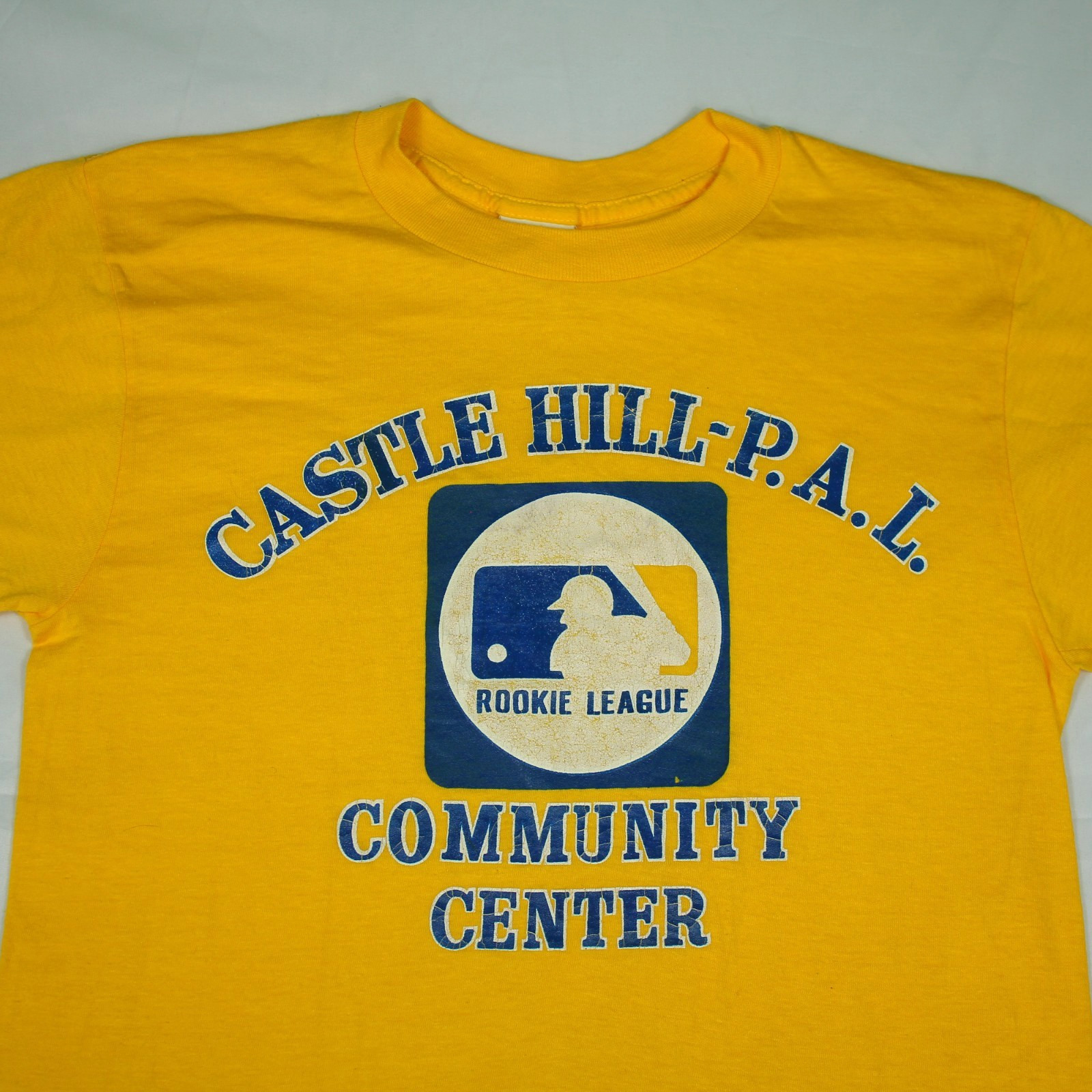 EBERT APPAREL Vtg Castle Hill-P.A.L. Little League Baseball Yellow T-SHIRT XS thumbnail 3
