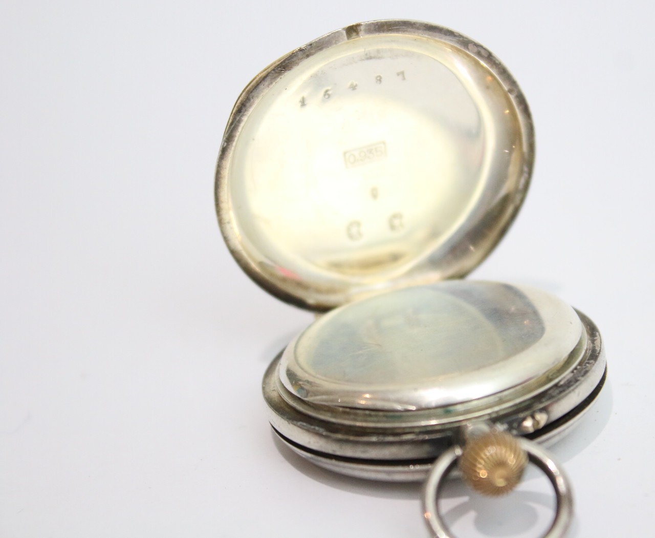 Sterling solid silver half hunter pocket watch sp… - image 13