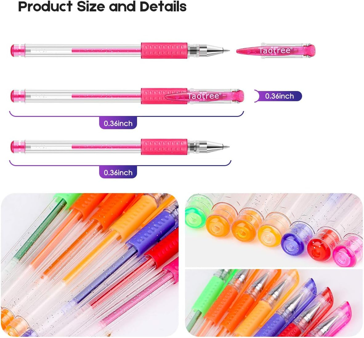 Glitter Gel Pens, 32 Colors Neon Glitter Pens Fine Tip Art Markers Set 40% More