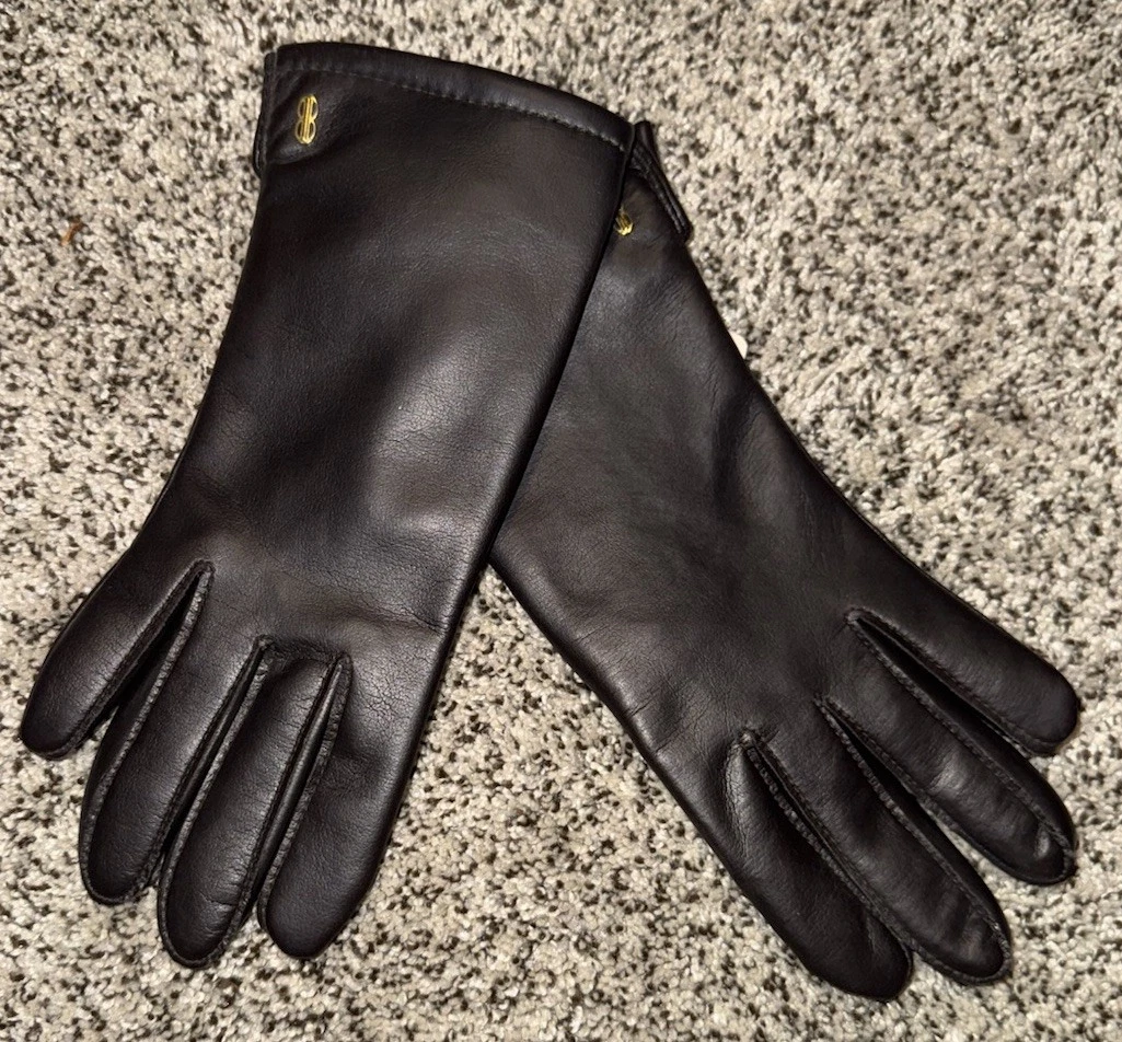 Bill Blass Women’s Brown Leather Hand Gloves NWT Winter Fashion