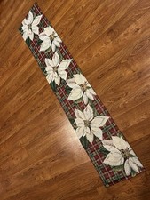Table Runner With Poinsettia Flowers.