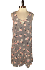 TORRID Plus Size 2 2X A-Line Dress Grey Pink Floral Sleeveless