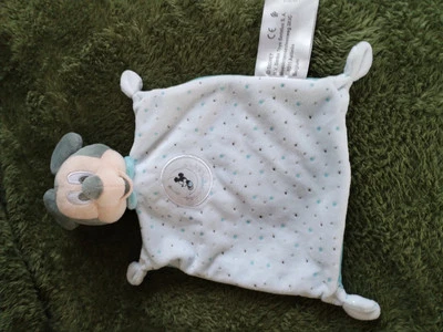 Doudous Plat Mickey Blanc BLEU Gris Argent Etoiles Disney Nicotoy - Photo 1/3