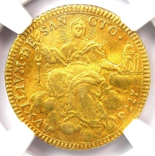 1776 Italy Gold Papal States Pius VI Zecchino Coin - Certified NGC AU Details