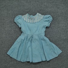 Vintage Dress Girls Toddler 3T Blue Lace Handmade 70s