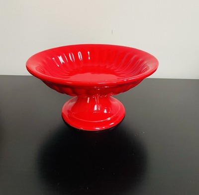 Maioliche Jessica Red Ceramic Pedestal Compote Bowl 8 D, Made In Italy