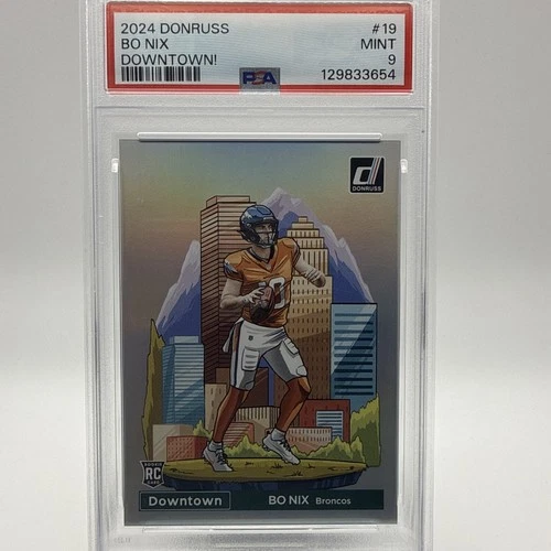 Bo Nix 2024 Donruss Downtown Case Hit Rookie PSA 9 Broncos