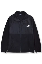 Puma Mens Black Polar Fleece Woven Emb Zip Up Jacket XL X-Large  PUMA-034