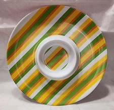 Good Old Values Melamine Striped 12" Chip and Dip Party Tray Plate Plastic