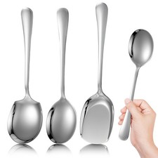 3Pcs Extra Large Stainless Steel Serving Spoons 8.9" Buffet Cooking Utensils