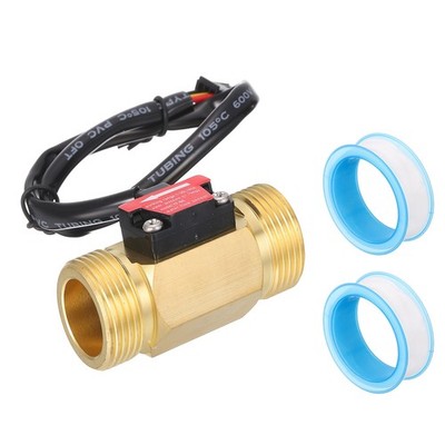 G3/4'' Hall Effect Liquid Water Flow Sensor, DC 5V Brass Tone 1-30L/min YF-B6