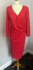 BNWT Gina Bacconi Coral Lace Occasion Midi Dress UK 22 Wedding Guest